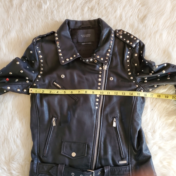 Scotch & Soda Maison Scotch Troublemaker Black Studded Leather Jacket XS - Picture 13 of 16